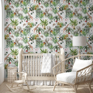 Safari Baby Animals Jungle Green Wallpaper