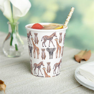 Safari Baby Animals Pattern Paper Cups