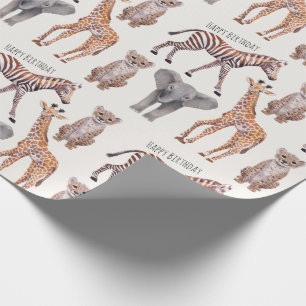 Safari Baby Animals Pattern Personalised Wrapping Paper