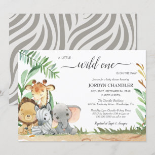 Safari Baby Animals Wild One Baby Shower Invitation