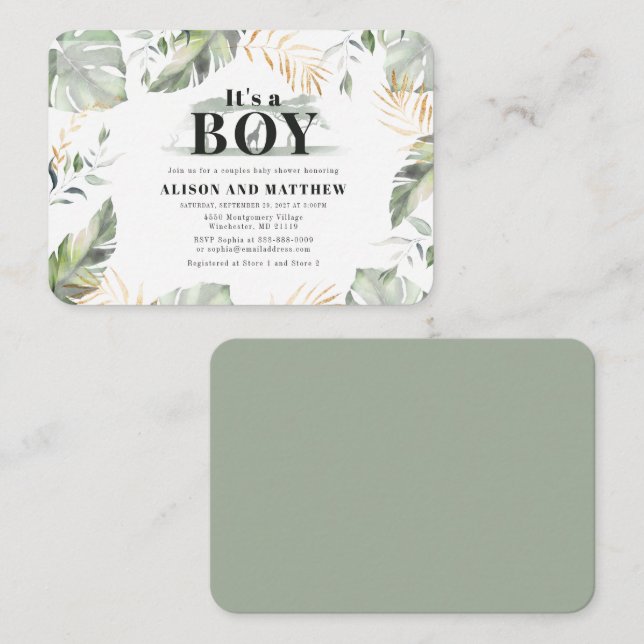 Safari Baby Boy Shower Invitation Card (Front/Back)