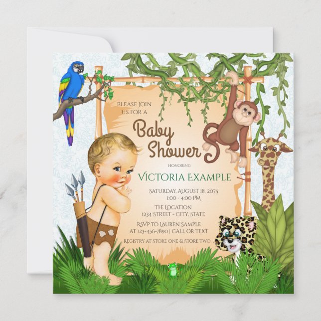 Safari Baby Boy Shower Invitations (Front)