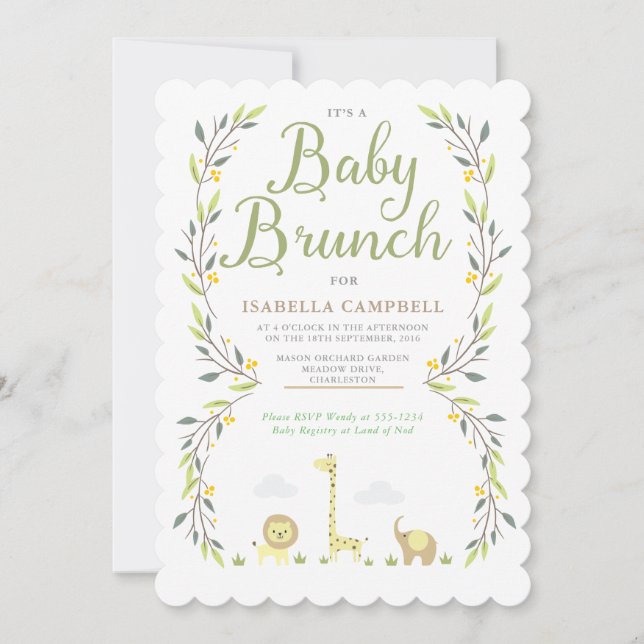 Safari Baby Brunch Invitation (Front)