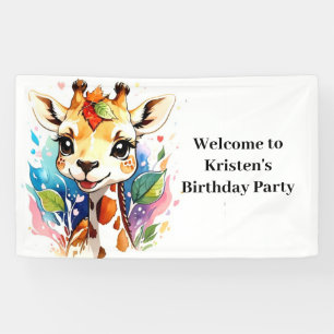 Safari Baby Giraffe Custom Birthday Banner