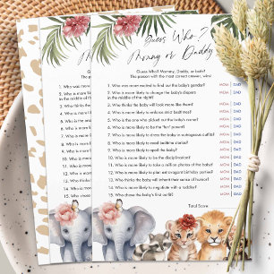 Safari Baby Girl Shower Guess Who mummy or daddy 