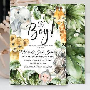 Safari baby shower baby boy shower invitation