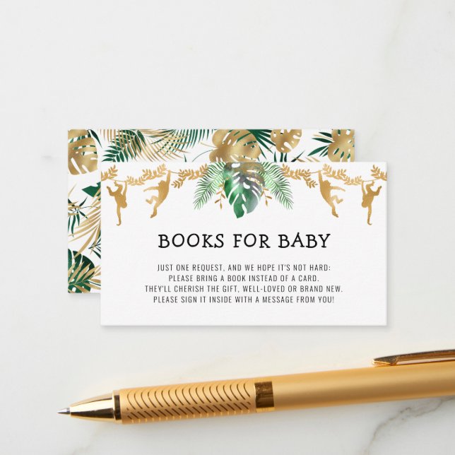 Safari Baby Shower Book Request Enclosure Card (Front/Back In Situ)