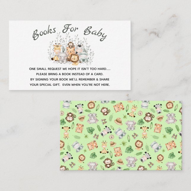 Safari Baby Shower Book Request Enclosure Card (Front/Back)