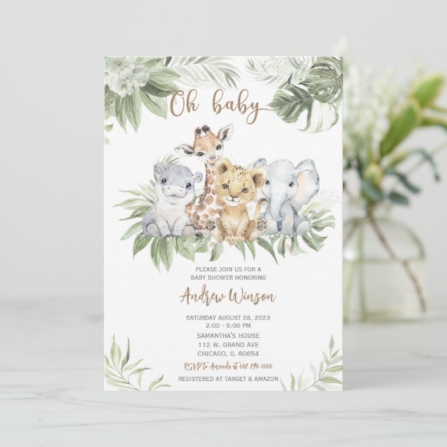 Safari Baby Shower Boy Invitation Bundle (Standing Front)