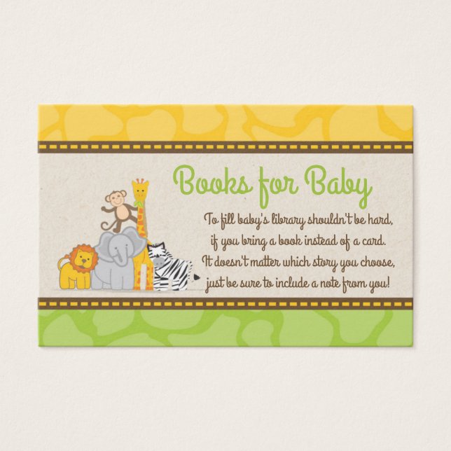 Safari Baby Shower Bring a Book Card (Front)