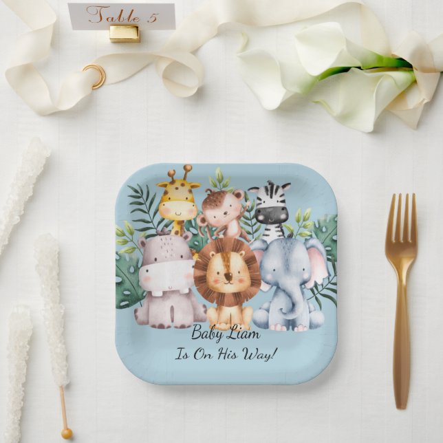 SAFARI BABY SHOWER CUSTOM PAPER PLATES (Wedding)