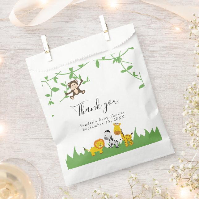 Safari Baby Shower Cute Jungle Animals Neutral  Favour Bags (Clipped)