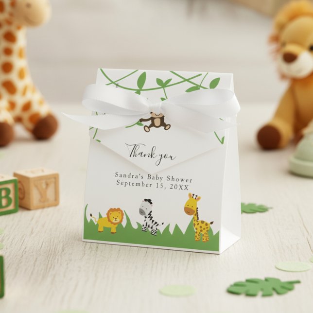 Safari Baby Shower Cute Jungle Animals Neutral Favour Box (Creator Uploaded)