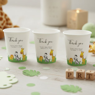 Safari Baby Shower Cute Jungle Animals Neutral Paper Cups