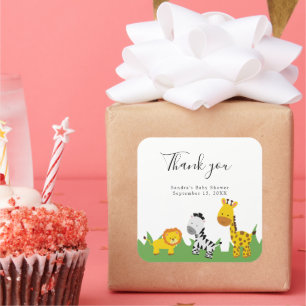 Safari Baby Shower Cute Jungle Animals Neutral  Square Sticker