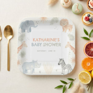 Safari Baby Shower Decor Wild One Paper Plates
