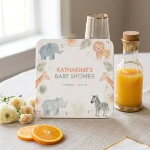 Safari Baby Shower Decorations Wild One Coaster