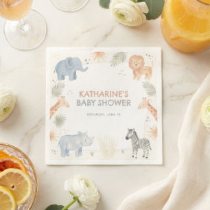 Safari Baby Shower Decorations Wild One Napkins