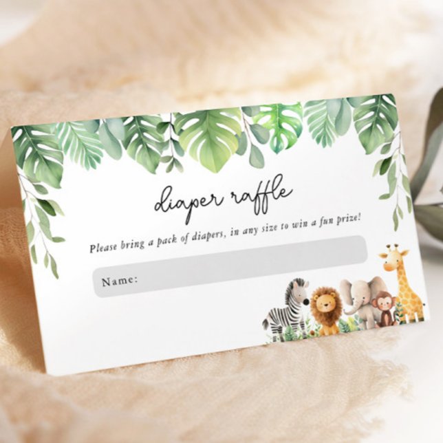 Safari Baby Shower Diaper Raffle Enclosure Card (Cute Safari Animals Diaper Raffle Enclosure Card)