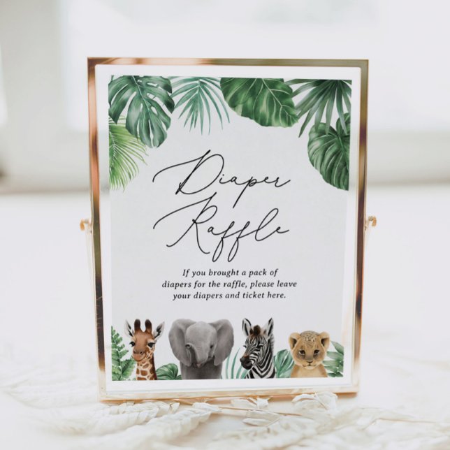 Safari Baby Shower Diaper Raffle Sign (Creator Uploaded)