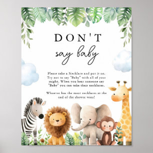 Safari Baby Shower Don't Say Baby Game Poster