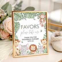 Safari Baby Shower Favors Sign