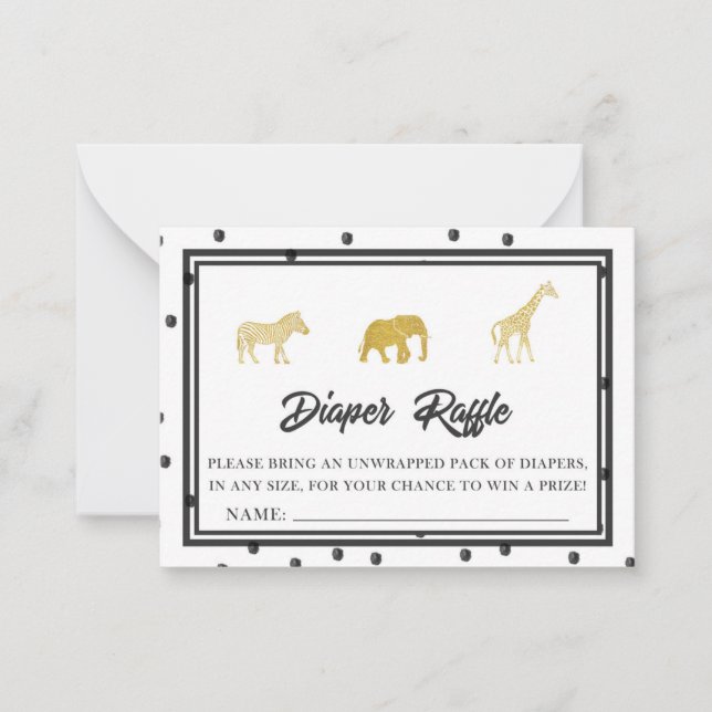 Safari Baby Shower Game Diaper Raffle Ticket Card (Front)