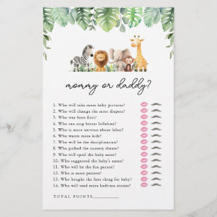 Safari Baby Shower Game - Mummy or Daddy Flyer