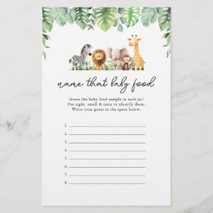 Safari Baby Shower Game - Name That Baby Food Flyer