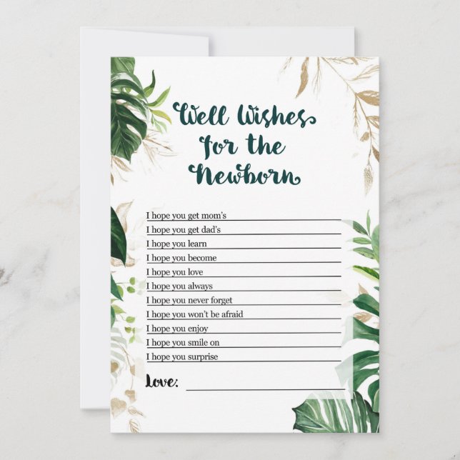 Safari Baby Shower Game - Well Wishes for Newborn Invitation (Front)