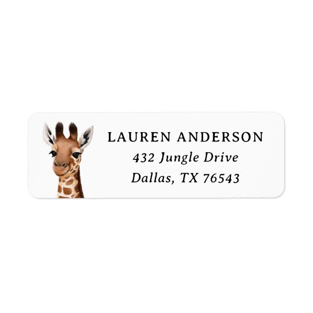Safari Baby Shower Giraffe Return Address Label (Front)