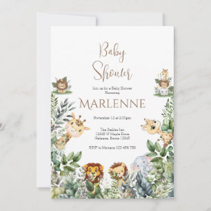 Safari Baby Shower Girl invitation