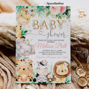 Safari Baby Shower Girl Wild Jungle animal  Invitation