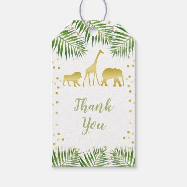 Safari Baby Shower Gold Gift Favour Tag (Front)