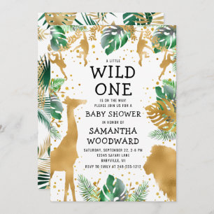 Safari Baby Shower Gold Green Invitation