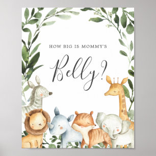 Safari Baby Shower Guess How Big is Mummy's Belly Poster