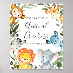 Safari Baby Shower Guess How Many Animal Crackers Poster