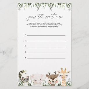 Safari Baby Shower Guess The Sweet Mess Game