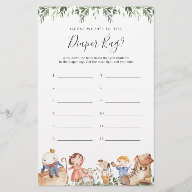 Safari Baby Shower Guess What's in the Diaper Bag (Front)