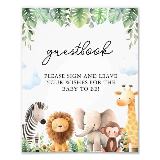 Safari Baby Shower Guestbook Sign (Front)