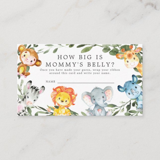Safari Baby Shower How Big is Mummy's Belly Card (Front)