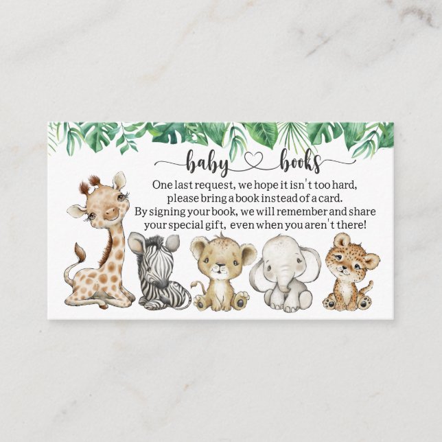 Safari Baby Shower I Birthday Book request Enclosure Card (Front)