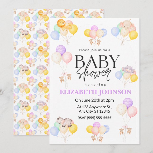 Safari Baby Shower Invitation (Front/Back)