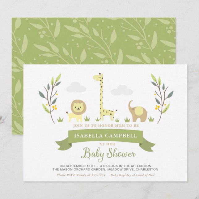 Safari Baby Shower Invitation (Front/Back)