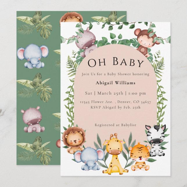 Safari Baby Shower Invitation (Front/Back)