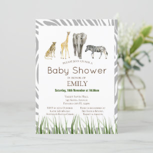 Safari Baby Shower Invitation, Birthday Invitation