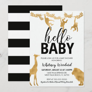 Safari Baby Shower Invitation   Black & Gold