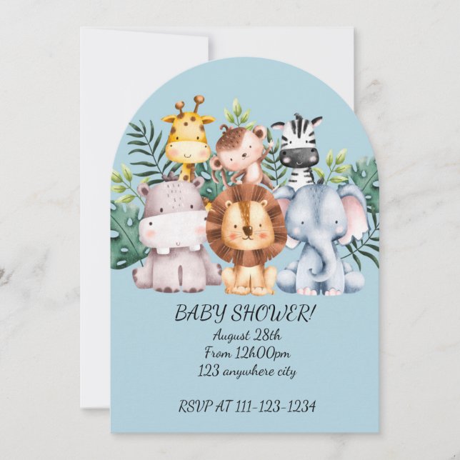 SAFARI BABY SHOWER INVITATION, DOWNLOADABLE INVITATION (Front)