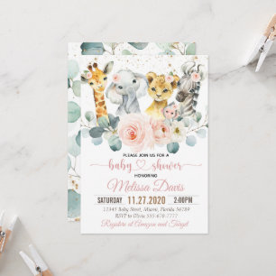 Safari Baby shower Invitation Girl, Young Wild 