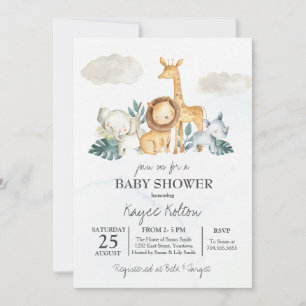 Safari Baby Shower Invitation, Vintage Jungle Invitation